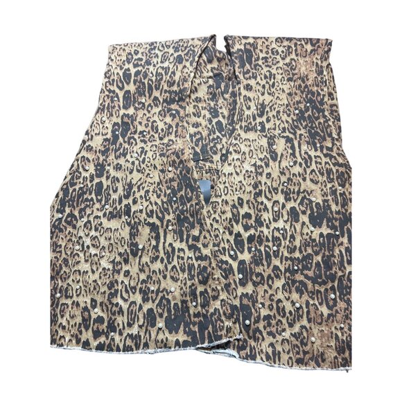 L&B Lucky Blessed Leopard High Rise Flare Jeans Faux Pearls Cheetah Sz 16 NWT - Picture 4 of 8